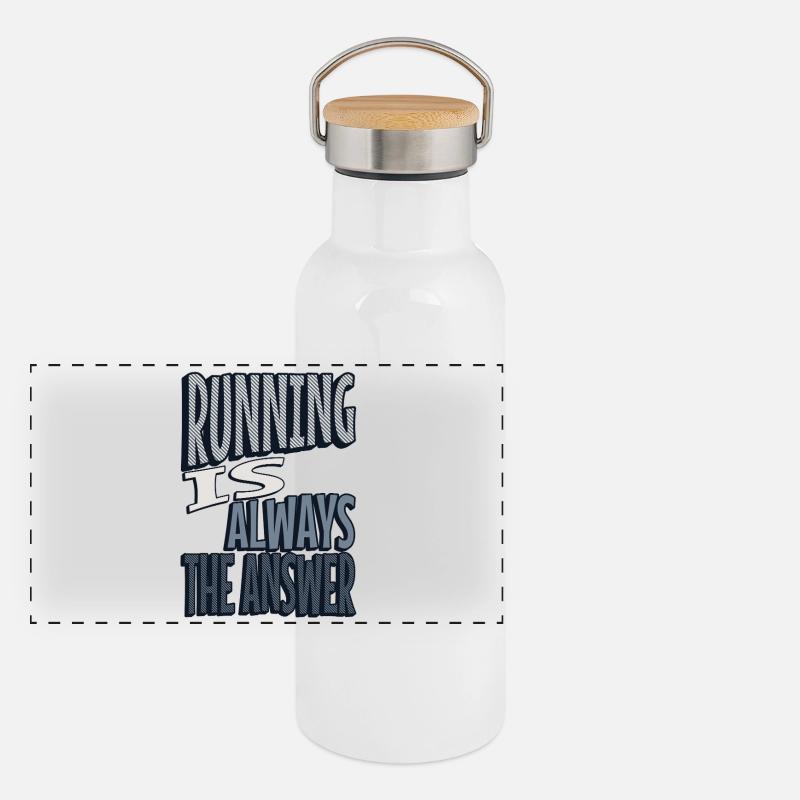 Running is always the answer Panorama Thermosflasche mit Bambusdeckel