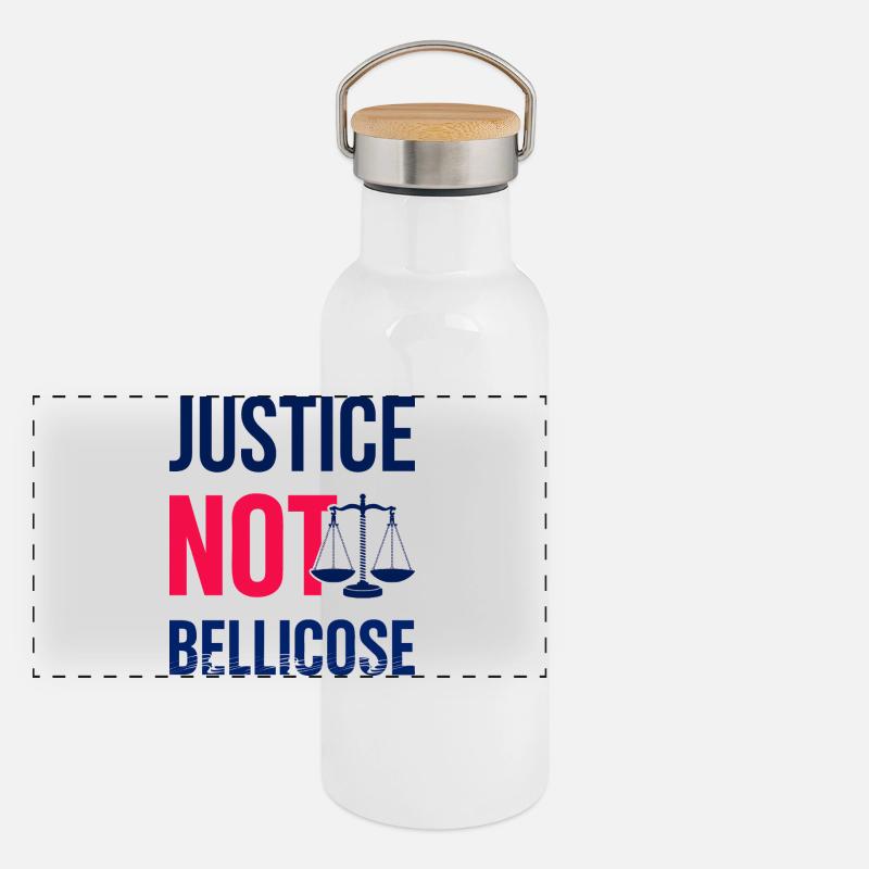 JUSTICE_NOT_BELLICOSE Gourde isotherme avec bouchon en bambou