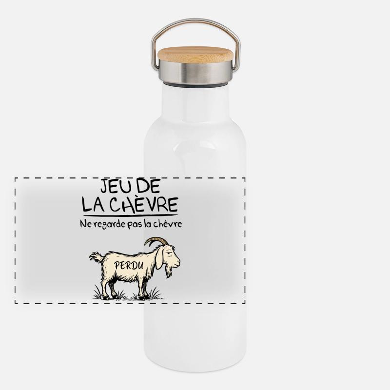 Il gioco della capra - Thermos con coperchio in bambù - bianco