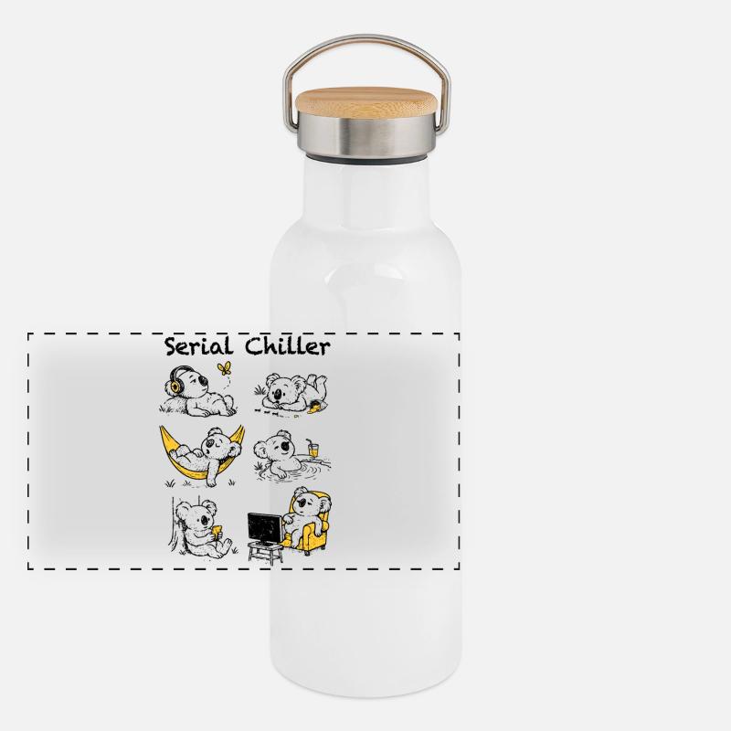 Serieller Kühler Panorama Thermosflasche mit Bambusdeckel