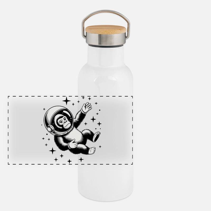 Affe im Weltraum - Cooles Astronomie-Logo Panorama Thermosflasche mit Bambusdeckel