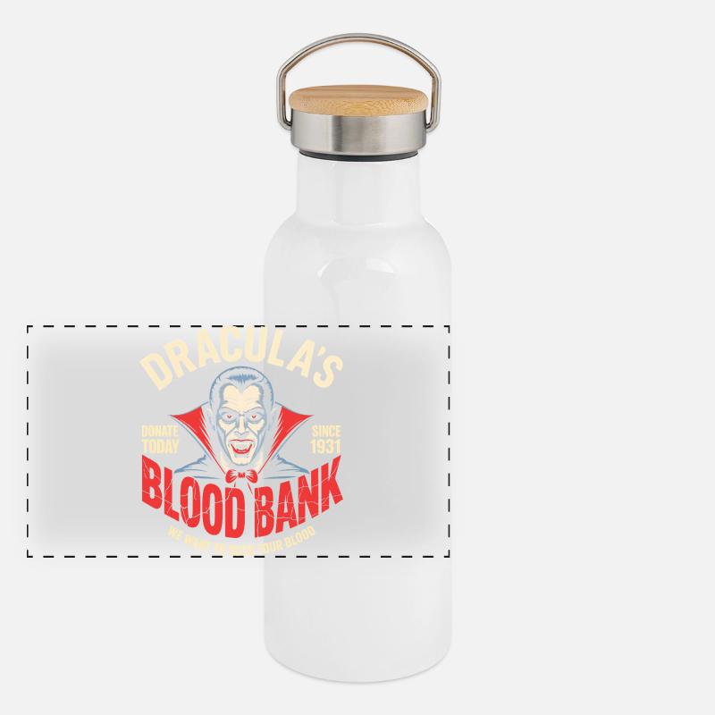 Dracula Banque de sang Vampire Humour Gourde isotherme avec bouchon en bambou