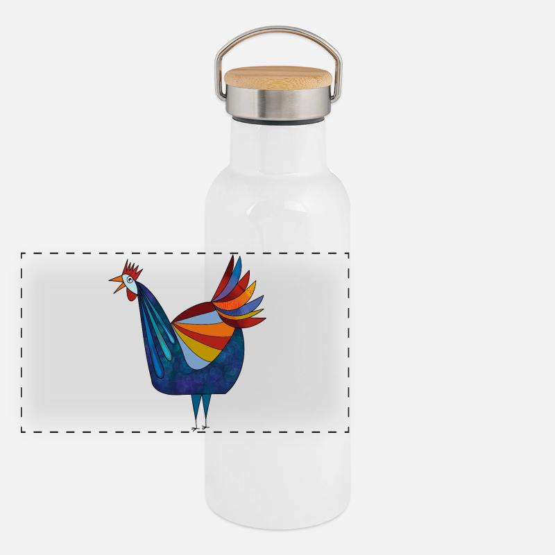 Huhn  Panorama Thermosflasche mit Bambusdeckel