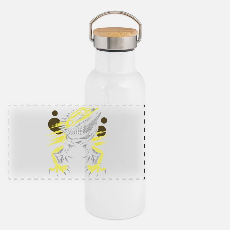 Drachenkopf Bartagame Echse Panorama Thermosflasche mit Bambusdeckel
