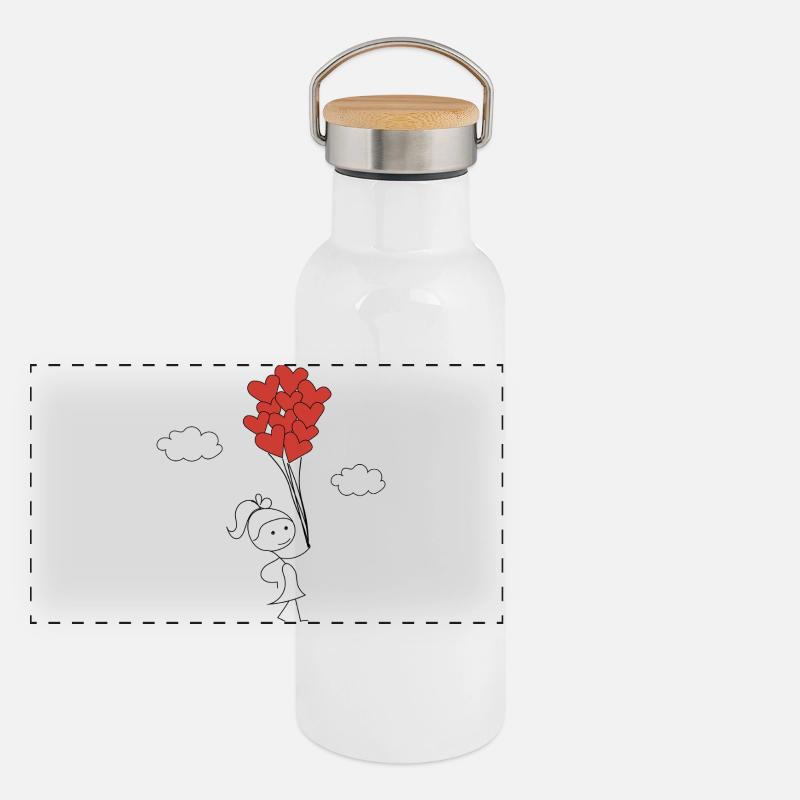 Süßes Mädchen Panorama Thermosflasche mit Bambusdeckel