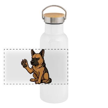 Deutscher Schäferhund Schäferhunde Schäferhunde - Panorama Thermosflasche mit Bambusdeckel - Weiß - Vorne