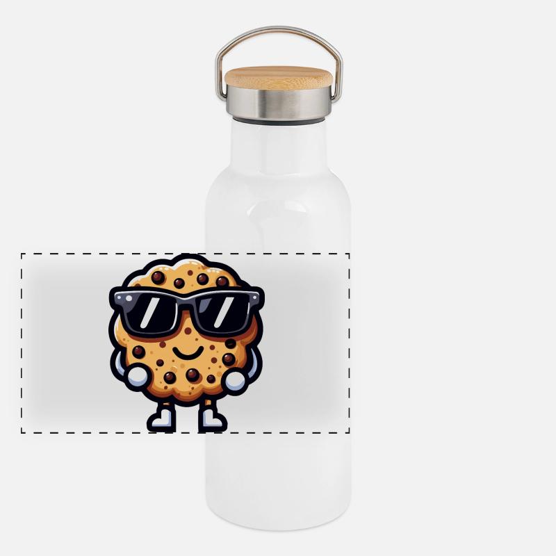 Cookie Chic Dunkle Brille Panorama Thermosflasche mit Bambusdeckel