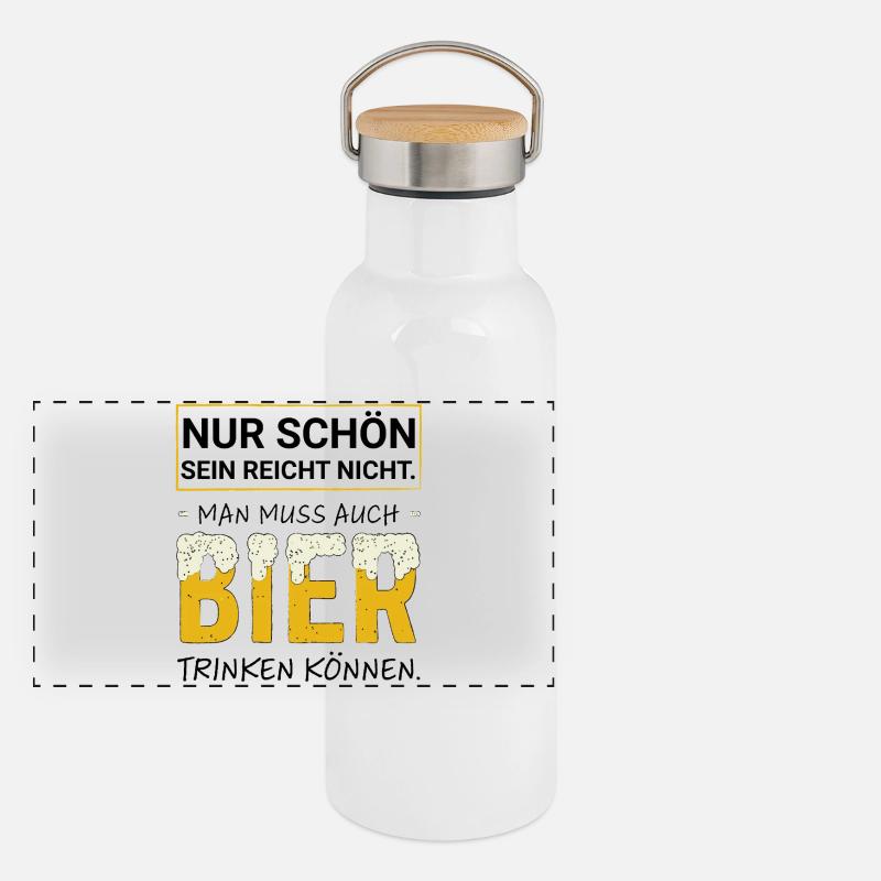 Lustiger Spruch Bier, Biertrinker & Partygänger Panorama Thermosflasche mit Bambusdeckel