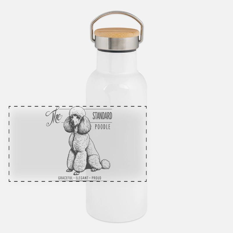 Standardpudel Eleganz und Stolz Panorama Thermosflasche mit Bambusdeckel