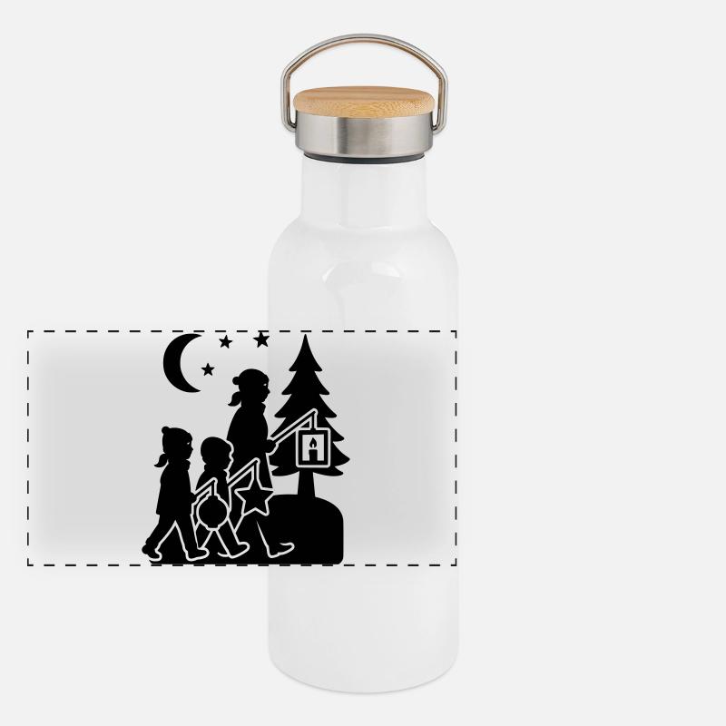 laterne laufen Kinder  Panorama Thermosflasche mit Bambusdeckel