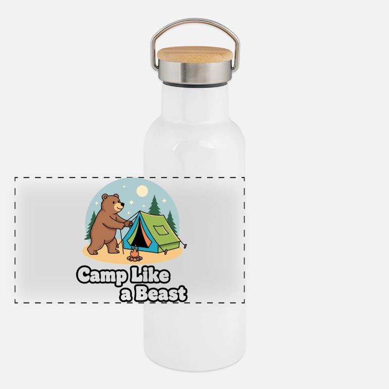 Camp Like a Beast Panorama Thermosflasche mit Bambusdeckel