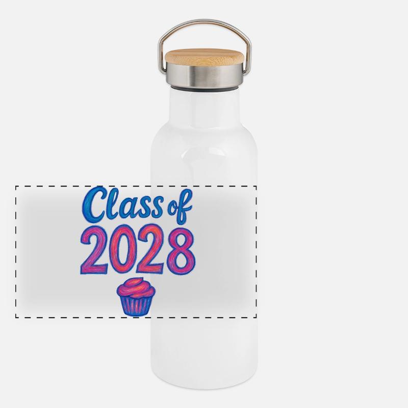 Cupcake-Gradient der Klasse 2028 Panorama Thermosflasche mit Bambusdeckel