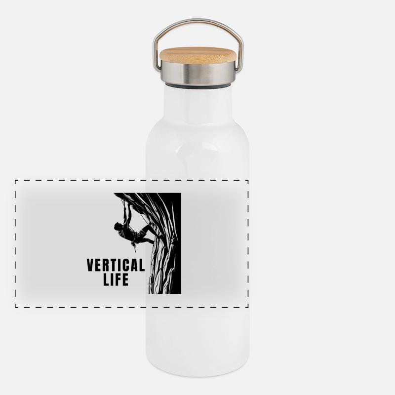 Vertical Life Kletterer Steilwand Design Panorama Thermosflasche mit Bambusdeckel