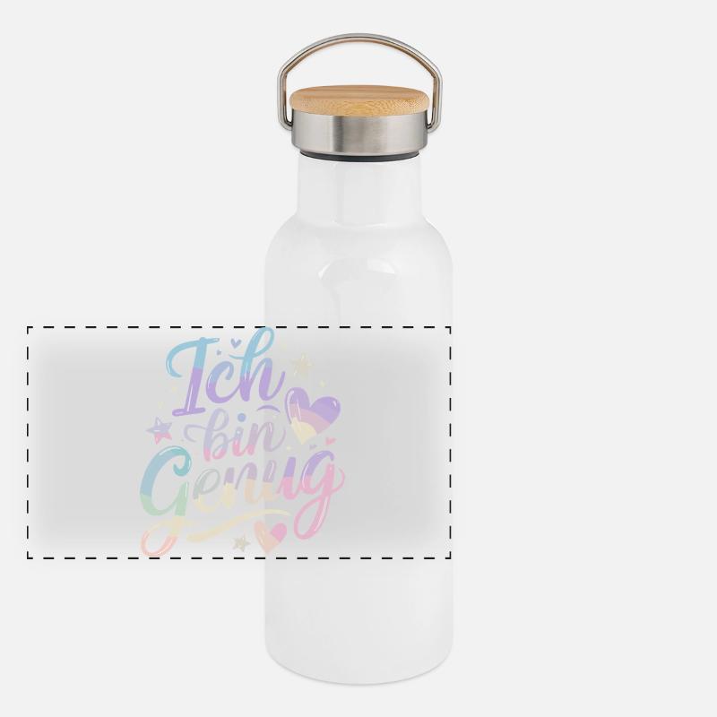 I'm Enough Pastel Selflove Self Love Panoramic Thermal Bottle with Bamboo Lid