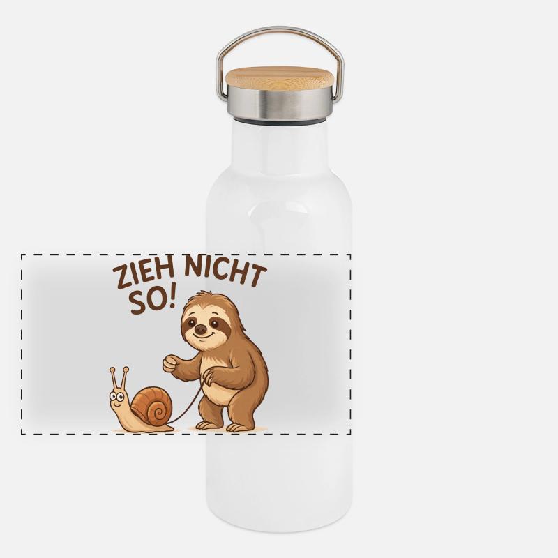 Don't pull like that! Sloth Snail Panoramic Thermal Bottle with Bamboo Lid
