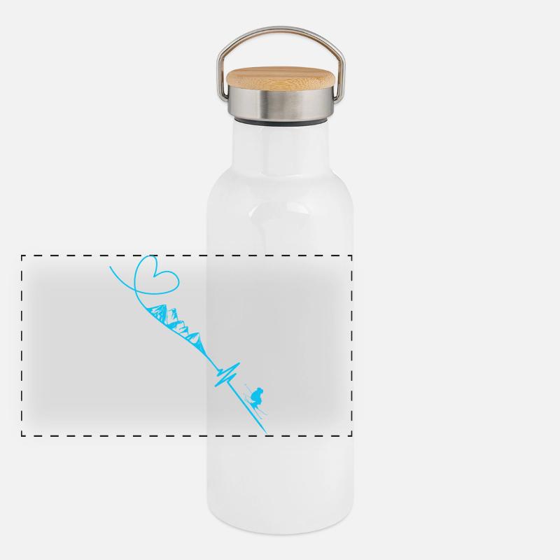 Skifahrer Panorama Thermosflasche mit Bambusdeckel