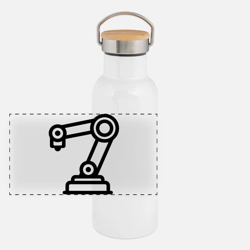 Roboterarm Panorama Thermosflasche mit Bambusdeckel