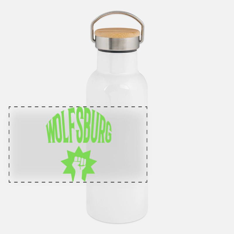 Wolfsburg Panorama Thermosflasche mit Bambusdeckel