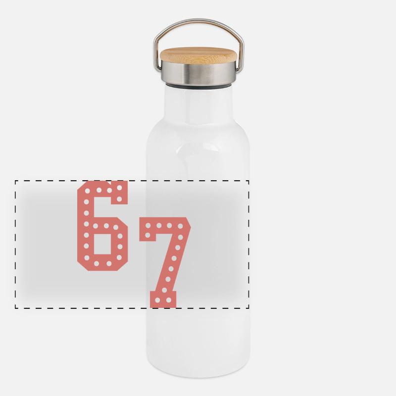 6 7 – Trendiges, minimalistisches Textdesign, Panorama Thermosflasche mit Bambusdeckel
