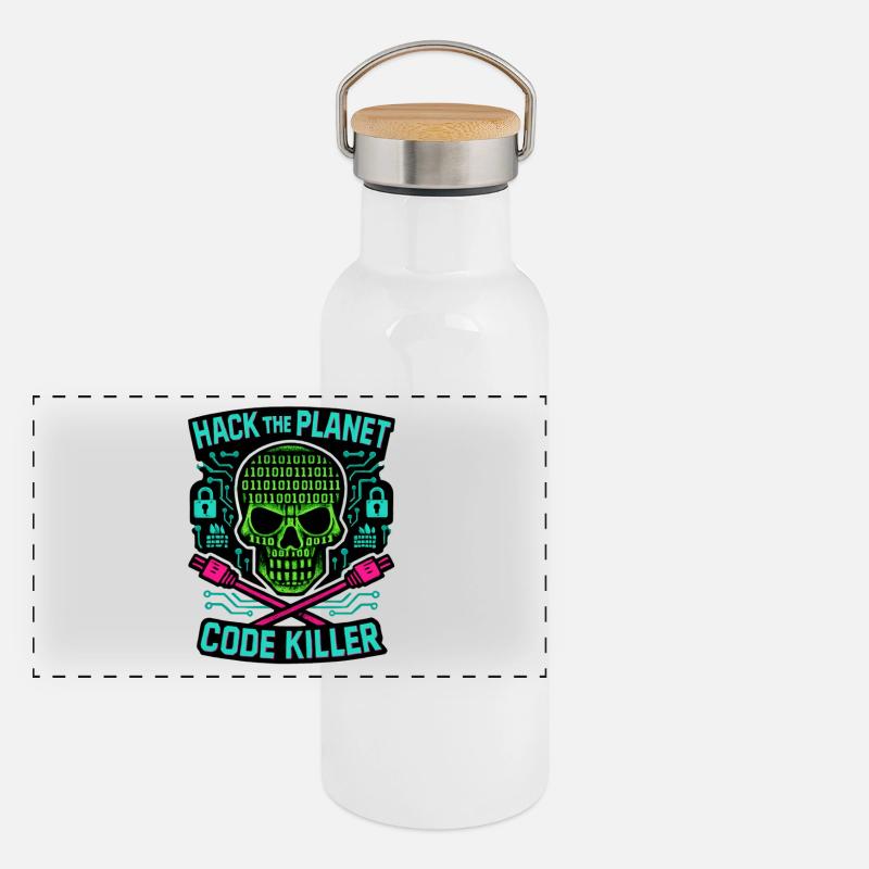 Cybersecurity: Hack the Planet Panoramic Thermal Bottle with Bamboo Lid