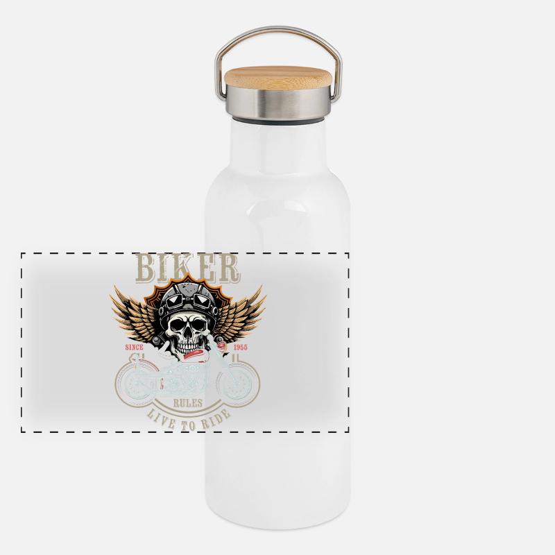 Biker Rules - Since 1955 - Live to Ride Panorama Thermosflasche mit Bambusdeckel