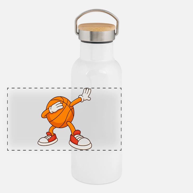 Mascotte de basket-ball couvrant le visage Gourde isotherme avec bouchon en bambou