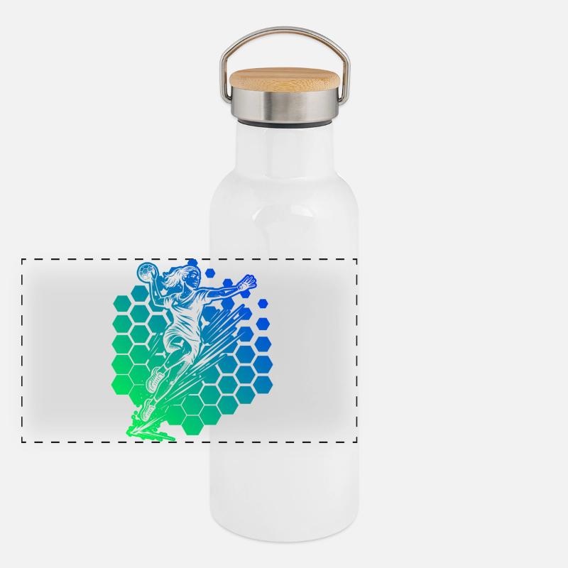 Handball motif with recognition value for Panoramic Thermal Bottle with Bamboo Lid