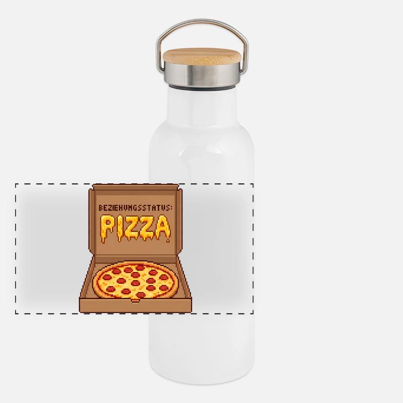 Statut relationnel Pizza célibataire Saint-Valentin Gourde isotherme avec bouchon en bambou