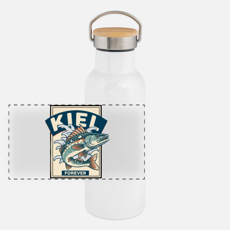 Kiel forever – fish, sea and North German pride Panoramic Thermal Bottle with Bamboo Lid