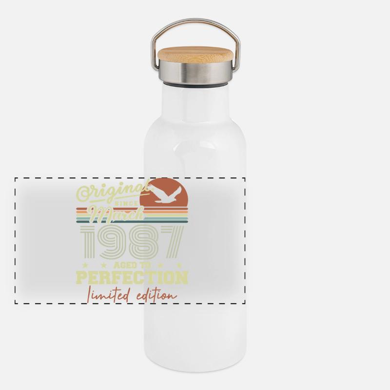 Anniversaire Mars 1987 Gourde isotherme avec bouchon en bambou