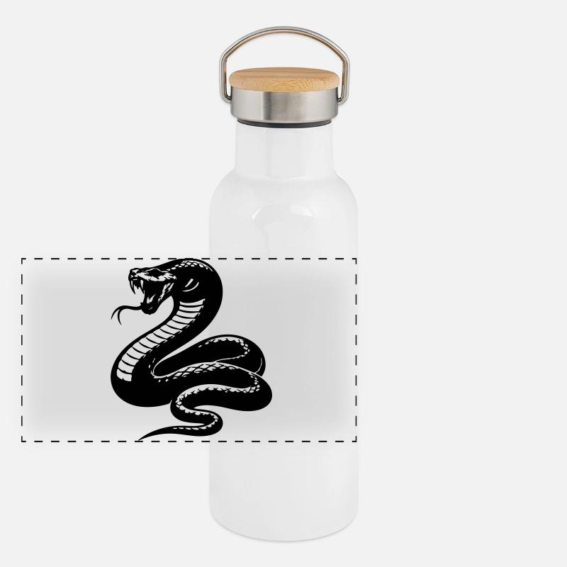 Schlange Python Silhouette Panorama Thermosflasche mit Bambusdeckel