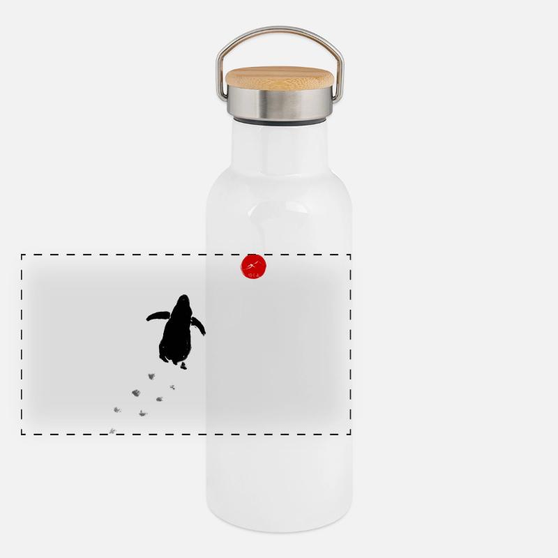 Nihilist Penguin Panorama Thermosflasche mit Bambusdeckel