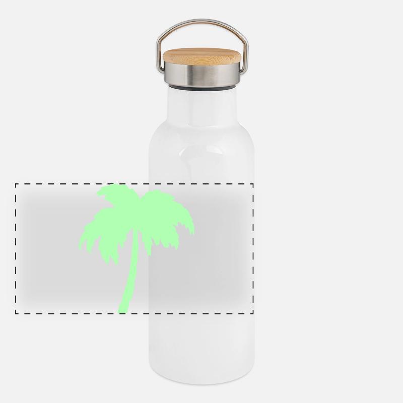 Palme Mint Silhouette Panorama Thermosflasche mit Bambusdeckel