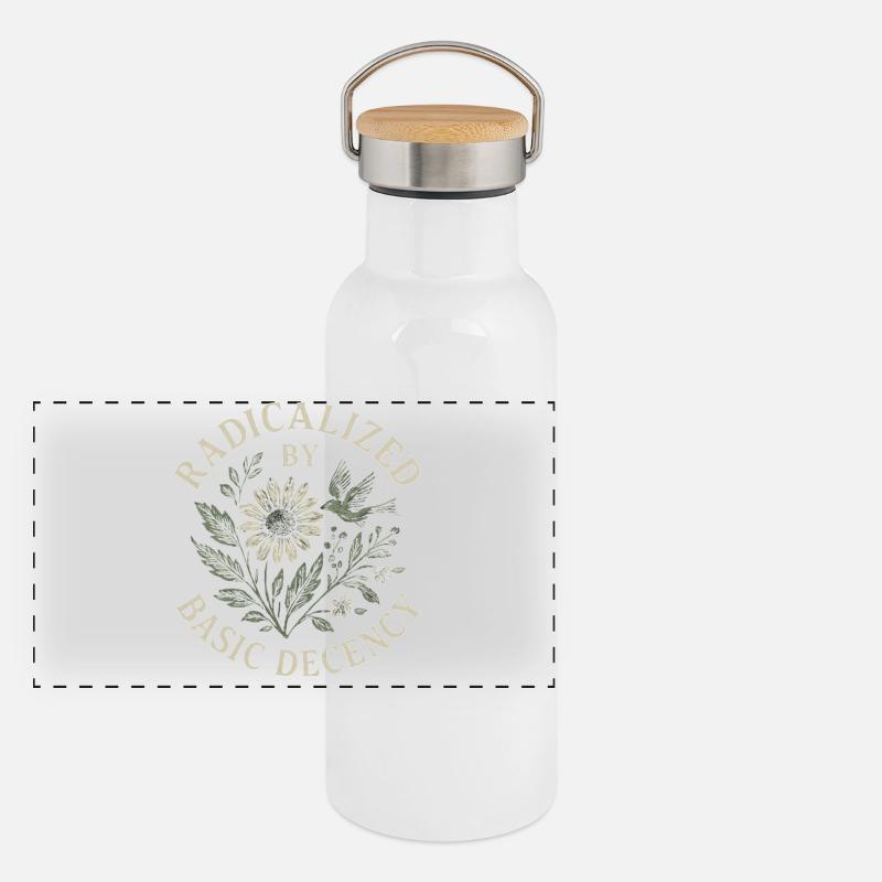 Radicalized By Basic Decency Floral Design Panorama Thermosflasche mit Bambusdeckel