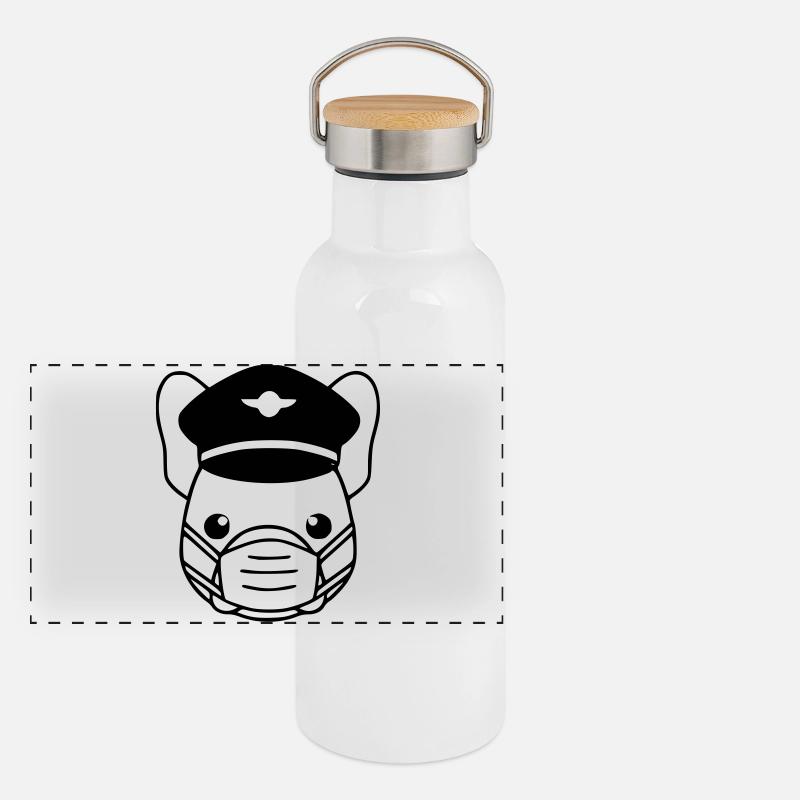 Masque noir du pilote Frenchie Gourde isotherme avec bouchon en bambou