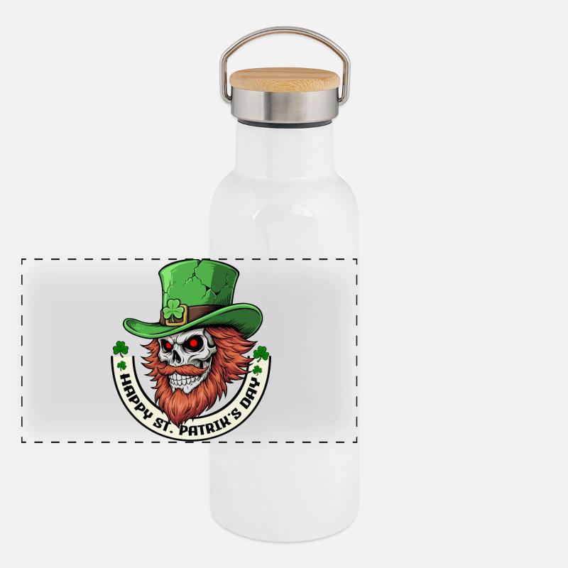 Irish Skull Vibes Gourde isotherme avec bouchon en bambou