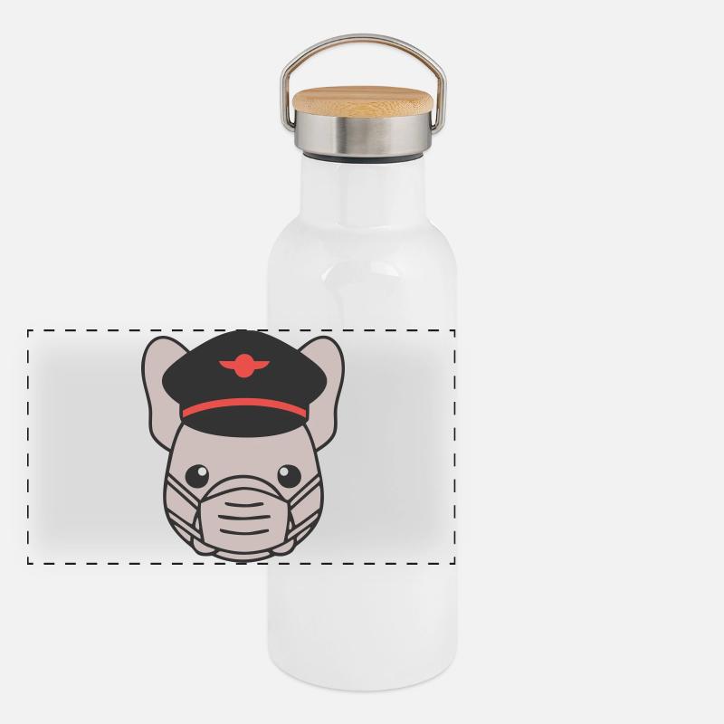 Frenchie Pilot Mask Flying Panoramic Thermal Bottle with Bamboo Lid