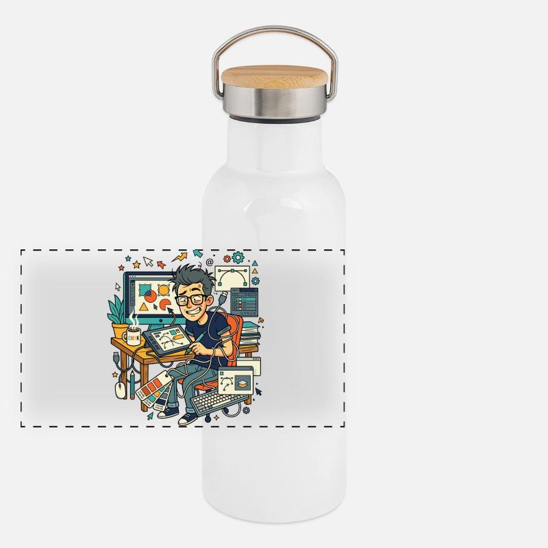 Graphic Designer Workflow Chaos Panorama Thermosflasche mit Bambusdeckel