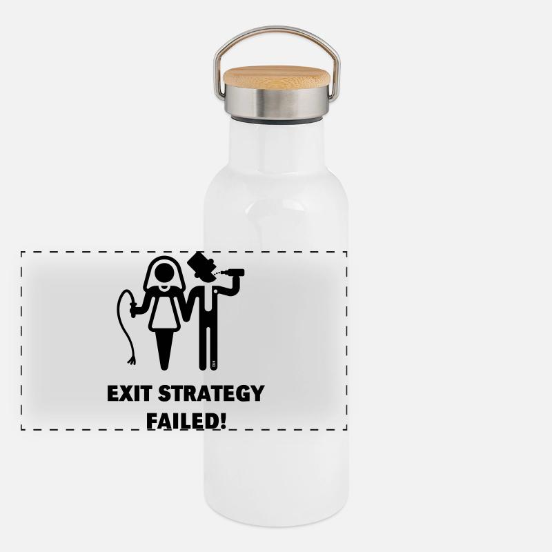 Exit Strategy Failed! (JGA Bräutigam Game Over B) Panorama Thermosflasche mit Bambusdeckel