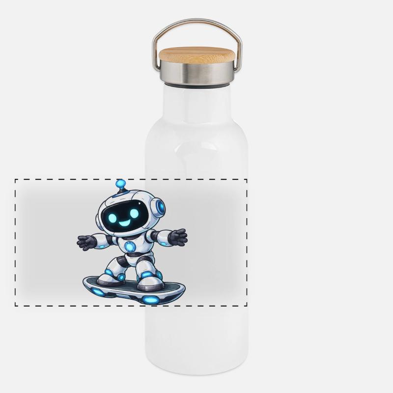 Robot Hoverboard  Panorama Thermosflasche mit Bambusdeckel