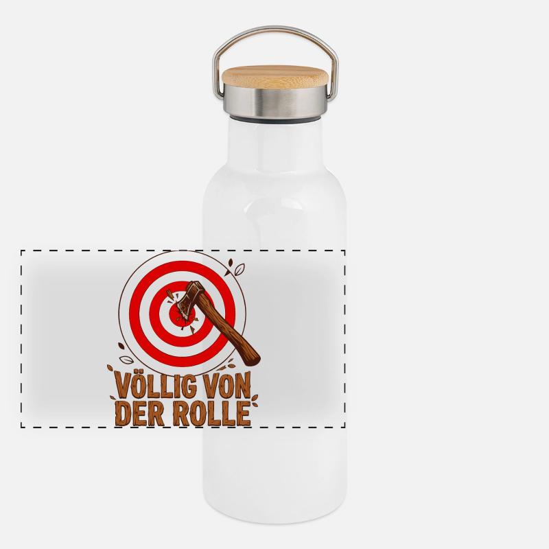 Axe Throwing, Sports Hobby Target Panoramic Thermal Bottle with Bamboo Lid