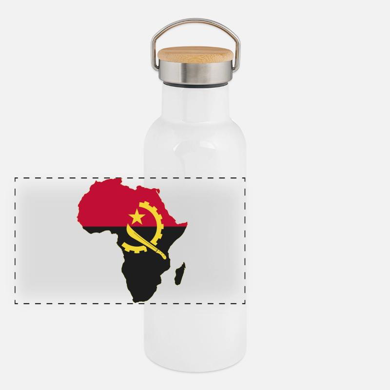 Angola flag Africa used Panoramic Thermal Bottle with Bamboo Lid