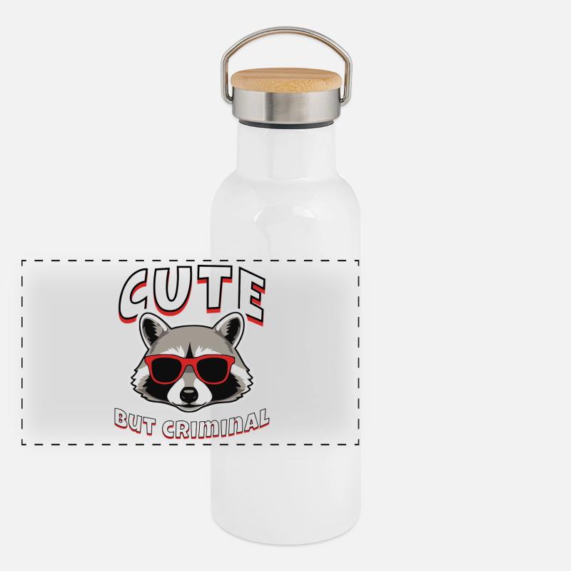 Raton laveur mignon mais criminel Gourde isotherme avec bouchon en bambou