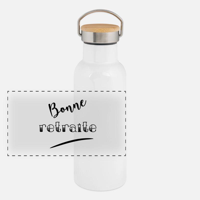 GLÜCKLICHER RUHESTAND Panorama Thermosflasche mit Bambusdeckel
