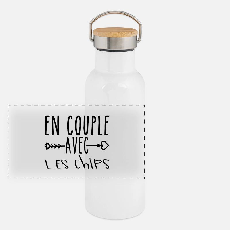 En Couple avec Chips, cadeau Fans de Chips Gourde isotherme avec bouchon en bambou