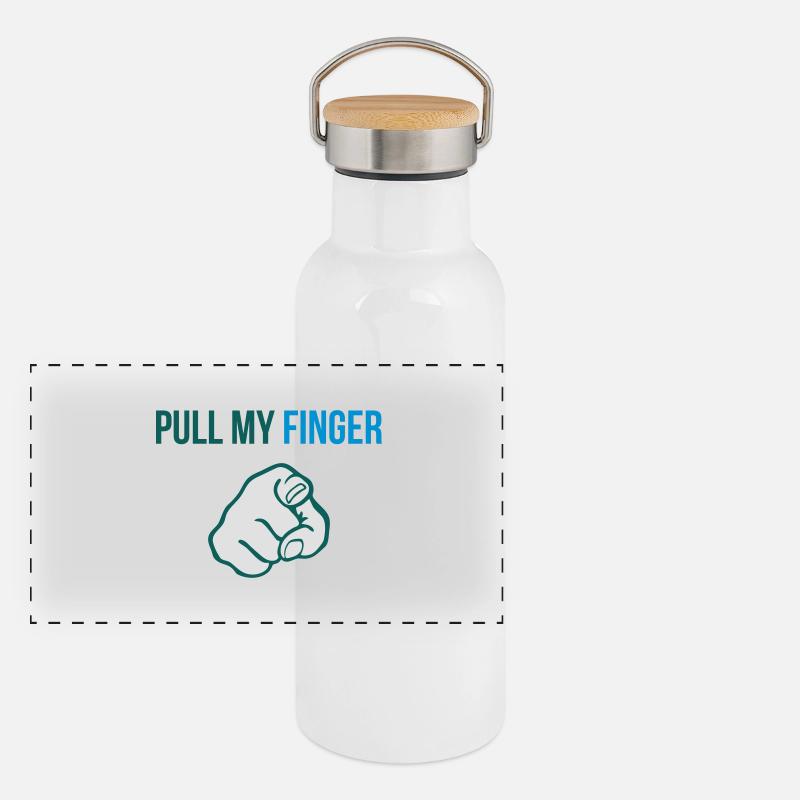 Pull my finger Panorama Thermosflasche mit Bambusdeckel