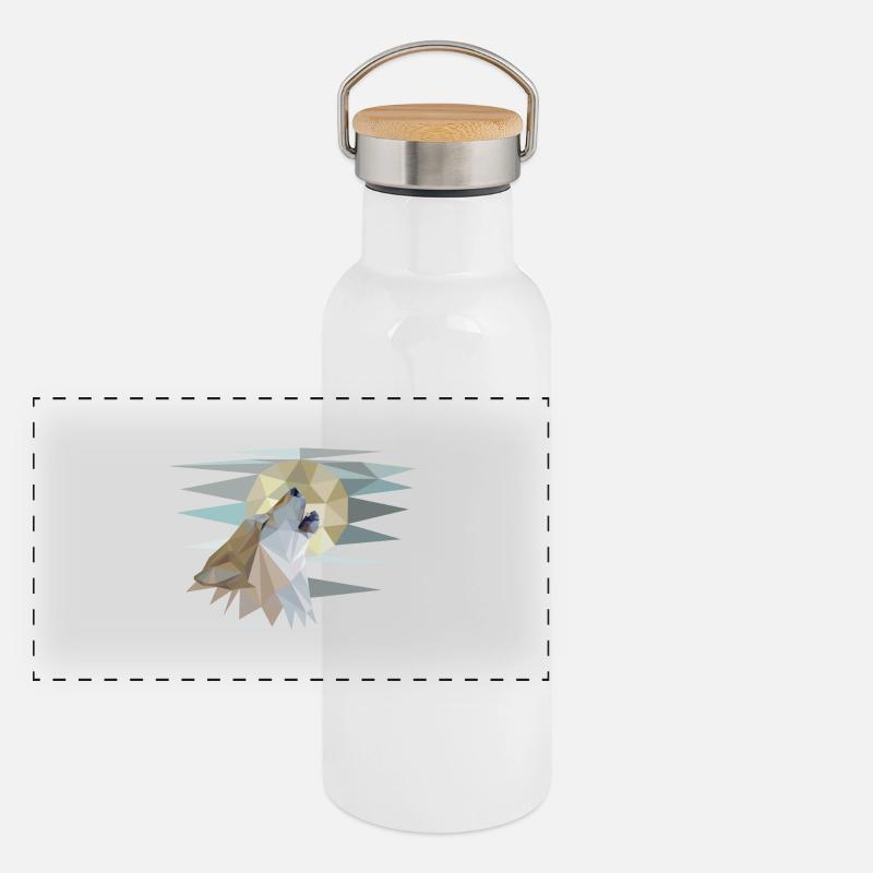 Howling Wolf Panorama Thermosflasche mit Bambusdeckel