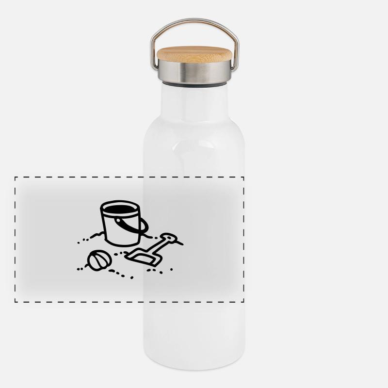 Sandkasten - Strand - Line Panorama Thermosflasche mit Bambusdeckel