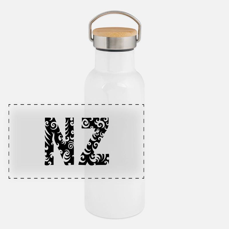 NZ - Neuseeland Maori Panorama Thermosflasche mit Bambusdeckel