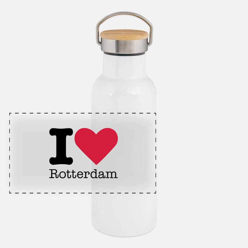 I Love Rotterdam Gourde isotherme avec bouchon en bambou
